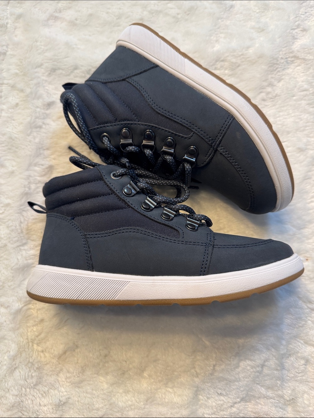 Cat & Jack Boys Gray High Top Sneaker Boots Side Zip Lace Up - EUC - Picture 3 of 5